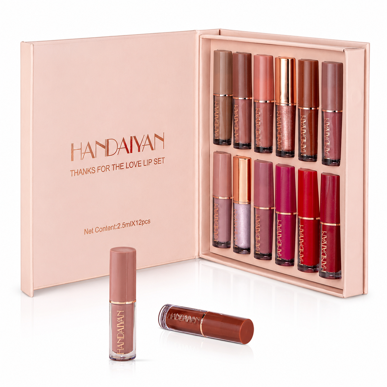 Conjunto de 12 Batons Matte de Alta Cobertura – Longa Duração