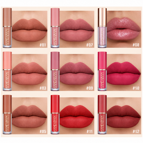 Conjunto de 12 Batons Matte de Alta Cobertura – Longa Duração